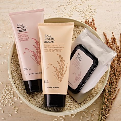 Rice Water Bright Facial Cleansers! Rice water, the milky white water obtained from rinsing rice is enriched with vitamin A, B and E, ceramide and minerals to help skin feel moisturized and look radiant. www.avon.ca/boutique/brigittesbeautycare #avon #ricewater #bright #facialcleansers #vitaminabe #ceramide #minerals #happynewyear #brigittesbeautycare Rice Water Bright, Rice Brands, Facial Wipes, Rice Water, Avon Makeup, Exfoliating Cleanser, Water Collection, Best Detox, Facial Cleansers