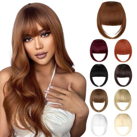 PRICES MAY VARY. 🔥【Clip In Bangs Material】Bangs hair clip made from high quality synthetic fibres, soft, shiny and blends with your real hair, just like your own. Bangs has enough width and volume to fit most people's foreheads, are perfect for adding thickness to your natural hair and hiding the hairline 🔥【Clip On Bangs Design】The French bangs come with two easy clips for easier and stronger to wear, and in seconds you have nice bangs. With multiple shades and a unique face design and can ble Clip On Bangs, French Bangs, Clip In Bangs, Hair Color Images, Fake Bangs, Hair French, Types Of Lace, Hairpieces For Women, Monofilament Wigs