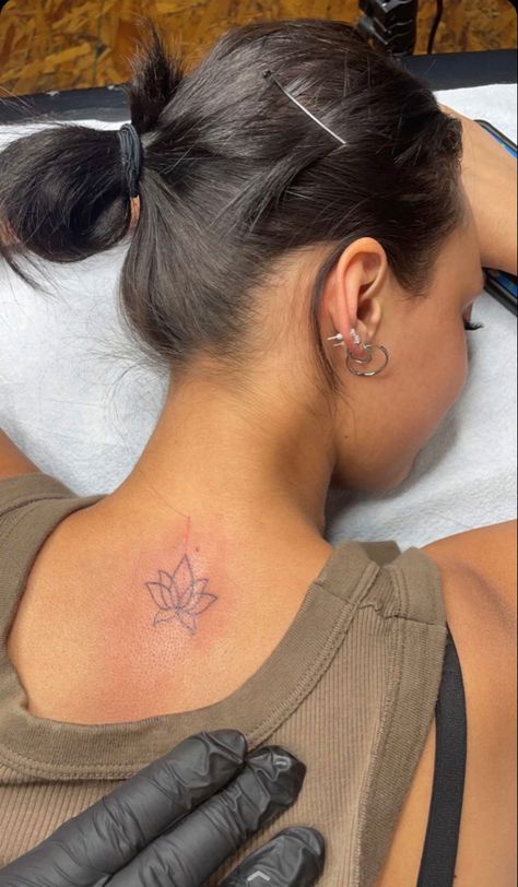 Lotus Behind Ear Tattoo, Flower Tattoo Ear, Lotus Flower Tattoo, Ear Tattoo, Behind Ear Tattoo, Lotus Flower, I Tattoo, Small Tattoos, Flower Tattoo