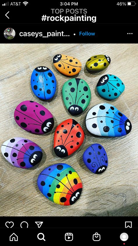 Ladybug Rock Painting, Lady Bug Painted Rocks, Rock Animals, Ladybug Rocks, Painted Rock Animals, Rocks Painted, Stone Art Painting, Painted Rocks Kids, Rock And Pebbles