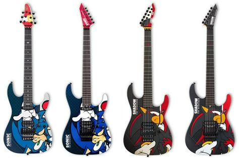 Sonic Guitar, Retro Room Ideas, Sonic Merch, Shadow Sonic Silver, Electric Guitar Art, Sonic Core, Shadow X Sonic, Sonamy Comic, Sonic Y Shadow