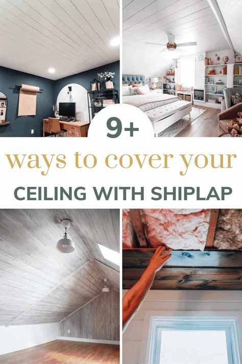 Shiplap Ceiling Bedroom, False Ceiling Design Living Room, Unique Ceiling Ideas, Living Room Pop, Gold Entryway, White Kitchen Renovation, Pop False Ceiling, Interior Creative, Ceiling Interior