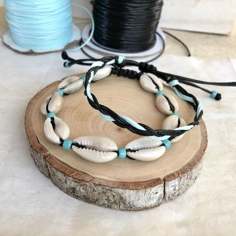 Cowrie Shell Corded Bracelet and String Bracelet, Summer Camp, Turquoise Blue, Easy Pull Tie Adjustable Fit, Beach Accessories by NumaiDesignsLLC on Etsy Surfer Chic, Summer Beach Vibes, Coastal Accessories, Bracelet Summer, Gold Bond, Pompano Beach, Blue Beach, Cowrie Shell, String Bracelet