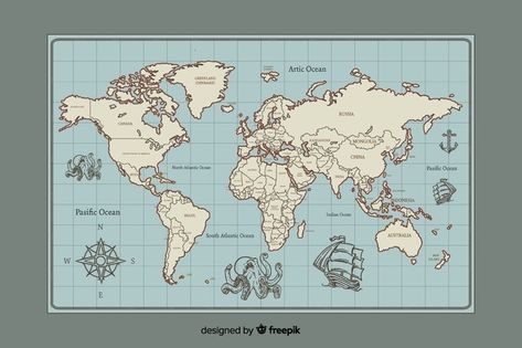 Diseño digital vintage del mapa mundial | Free Vector #Freepik #freevector #vintage #diseno #borde #mapa Map Vintage, Design Digital, Graphic Editing, Vintage Poster Art, Vector Photo, World Map, Graphic Resources, Vintage Posters, Poster Art