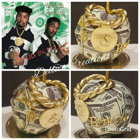 Eric B. and Rakim - Paid in Full album cover themed candy apple. All edible!!! Paid In Full Theme Party, Paid In Full Party Theme, Carmel Candy, Pink Velvet Cupcakes, Apple Cake Pops, Gourmet Candy Apples, Candy Apple Recipe, Chocolate Covered Apples, Gourmet Apples