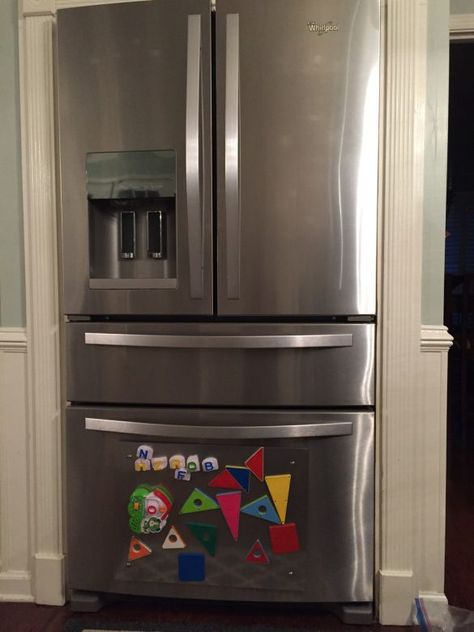 Yes, You CAN Stick Things To Your Stainless Steel Fridges! Stainless Fridge, Old Fridge, Stainless Refrigerator, Simple Code, Stainless Steel Fridge, Magnet Toys, Kids Bottle, Magnet Board, Stainless Steel Refrigerator