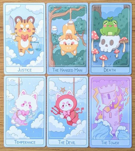 Cute Trading Cards, Kawaii Tarot Cards, Character Card Design, Cute Tarot Cards, Graphic Design Schedule, Animal Tarot Cards, Character Card, Sakura Art, Playing Cards Design