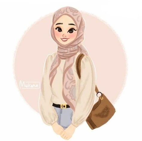 Islam Drawing, Hijabi Pfp Cartoon, Muslimah Illustration, Islamic Illustration, Vector Illustration Character, Hijab Art, Hijab Drawing, Muslim Art, Adobe Illustrator Design