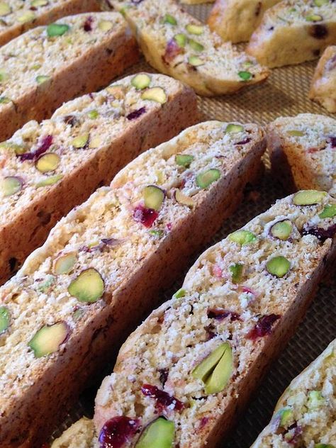 Cranberry Pistachio Biscotti | Allrecipes Christmas Biscotti, Cranberry Biscotti, Cranberry Pistachio Biscotti, Layered Pumpkin Cheesecake, Biscotti Recipes, Pistachio Biscotti, Bread Pudding With Apples, Pistachio Cookies, Cranberry Pistachio