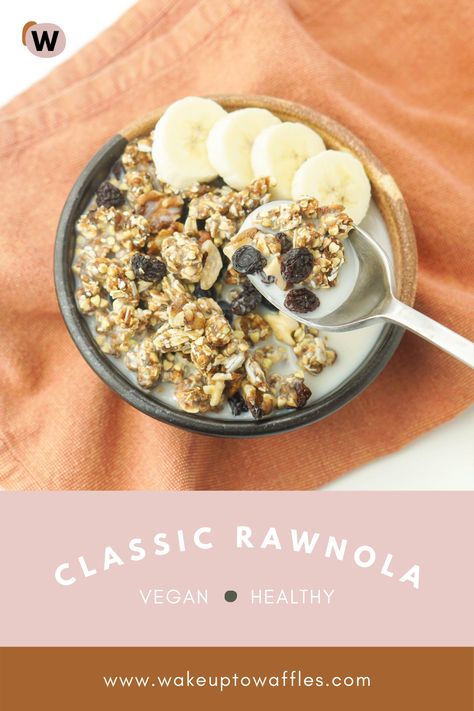 Raw Vegan Granola, Raw Granola Recipe, Nut Free Granola Recipe, Nut Free Granola, Vegan Board, Raw Granola, Vegan Granola, Granola Breakfast, Vegan Gluten Free Recipes