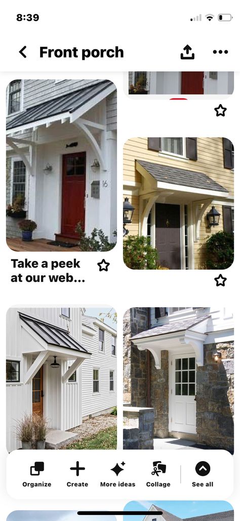 Small Front Porch Roof Ideas, Front Porch Roof Ideas, Porch Roof Ideas, Front Porch Roof, Roof Ideas, Small Front Porch, Porch Roof, Small Front Porches, Front Porch