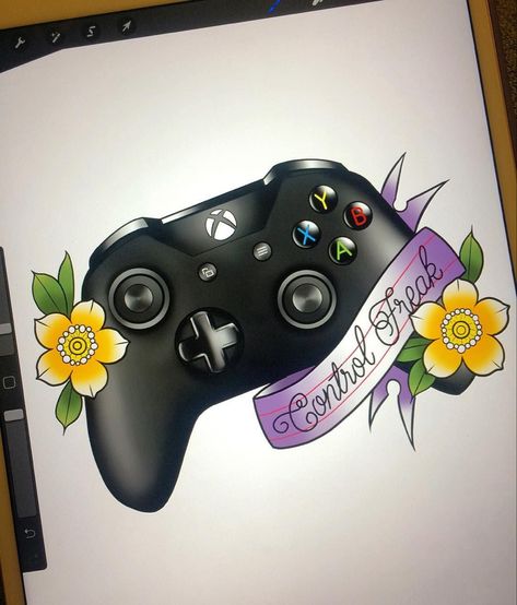 Xbox Controller Tattoo, Controller Tattoo, Xbox Tattoo, Ems Tattoos, Tattoo Minimal, Sharpie Tattoos, Awesome Tattoo, Famous Tattoos, Paper Background Design