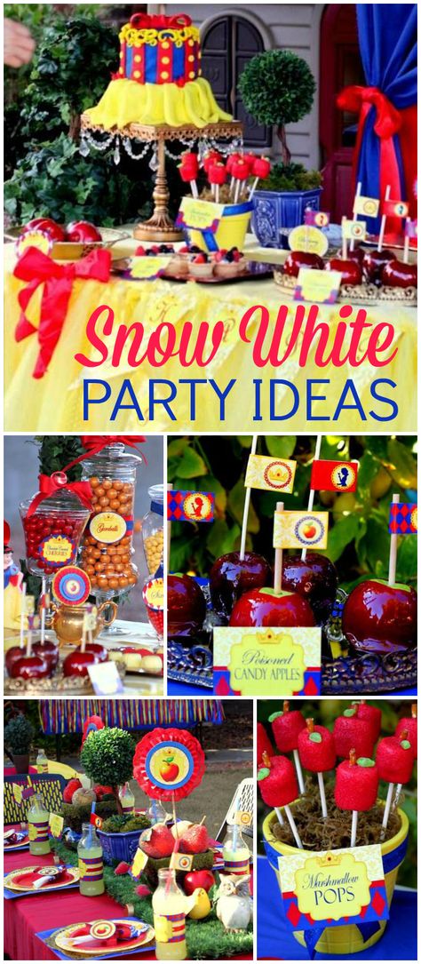 What a gorgeous Snow White girl birthday party! See more party ideas at CatchMyParty.com! Snow White Party Decorations, Snow White Themed Birthday Party Diy, Snow White Birthday Party Ideas, Snow White Party Ideas, Fairest One Of All Birthday, Snow White Birthday Party Decorations, Snowwhite Birthday Party, Snow White 1st Birthday Party, Snow White Themed Birthday Party