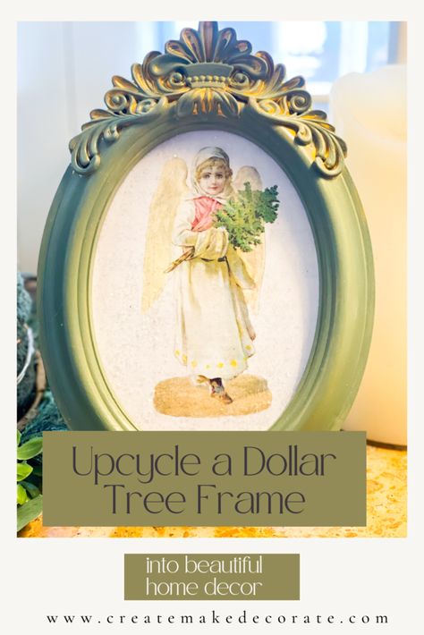 Upcycle a Dollar Tree Frame into Stunning Holiday Decor Dollar Tree Frames Diy, Dollar Tree Picture Frame Crafts, Tree Picture Frame, Dollar Tree Frames, Waverly Chalk Paint, Halloween Apothecary, Picture Frame Crafts, Tree Frame, Holiday Decor Halloween