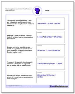 Word Problems: Mixed Multiplication and Division Word Problems Easy Math Worksheets, Time Word Problems, Money Word Problems, Problem Solving Worksheet, Addition Worksheet, Multiplication Word Problems, Addition Words, Division Word Problems, Addition Word Problems