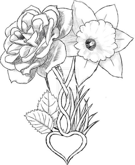 Daffodil | March Birth Flower | Tattoo Ideas - Lilly | May Birth Flower | Tattoo Ideas - design Lilly And Daffodil Tattoo, Carnation And Daffodil Tattoo, Marigold And Daffodil Tattoo, Narcissus Tattoo, Narcissus Flower Tattoos, Hannah Tattoo, Sister Tats, Cover Tattoos, Marigold Tattoo