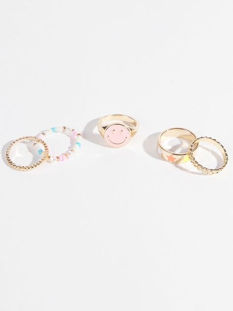 Blush Smiley Ring Set | Altar'd State Preppy Rings Jewelry, Altard State Jewelry, Rings Preppy, Preppy Rings, Preppy Jewlery, Preppy Ring, Rings Pack, Wishlist 2022, Preppy Accessories