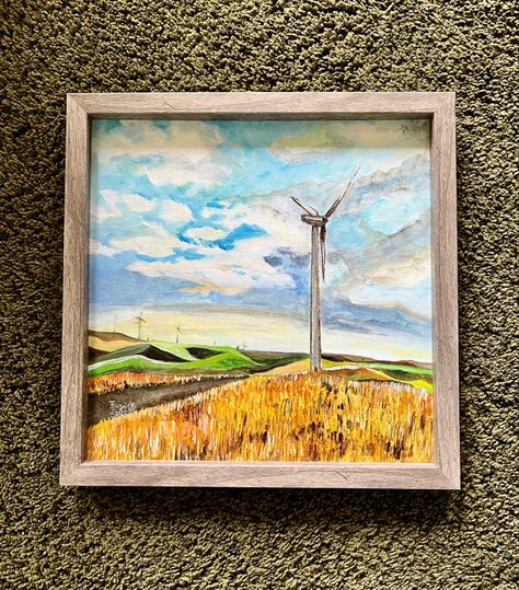 Wind Turbine Painting, Landscape References, Wind Farm, Idaho Falls, Wind Turbine, Idaho, Acrylic Painting