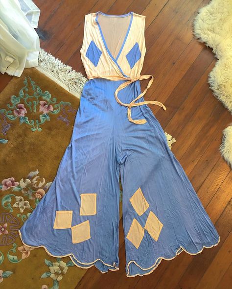 1930s Beach Pajamas, Clown Pajamas, Pajama Jumpsuit, Pastel Clothes, Beach Pajamas, Modern Clothes, Periwinkle Blue, Holy Grail, Peachy Pink