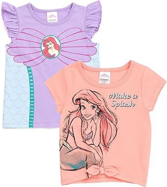 Disney Girls 2 Pack T-Shirts Toddler to Big Kid Sizes Disney Princess Toddler, Disney Toddler, Toddler Girl Shorts, Disney Princess Ariel, Princess Ariel, Soft Clothes, Halloween Town, Girls Tees, Disney Girls