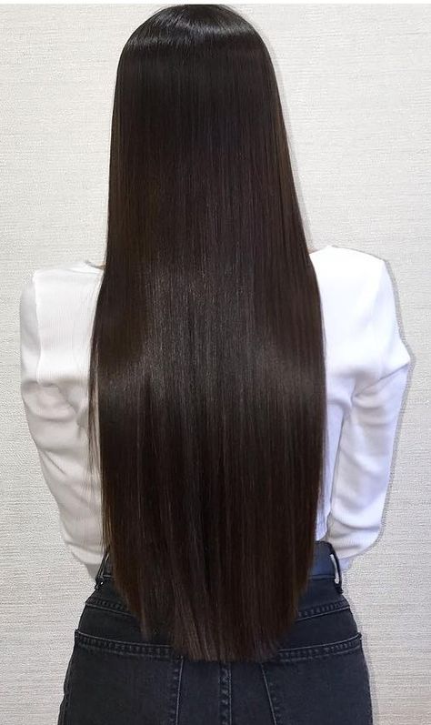 Black Hair With Blonde Highlights Long, Long Healthy Hair Aesthetic, Dark Brown Straight Hair, Long Shiny Hair, Kadeřnické Trendy, Long Silky Hair, Long Healthy Hair, Vlasové Trendy, Long Dark Hair