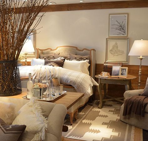 Ralph Lauren Alpine Lodge Collection Ralph Lauren Cabin, Ralph Lauren Bedroom Ideas, Anniversary Bedroom, Ralph Loren, Ralph Lauren Bedroom, Lodge Bedroom, Alpine Lodge, Cabin Decorating, Lodge Look