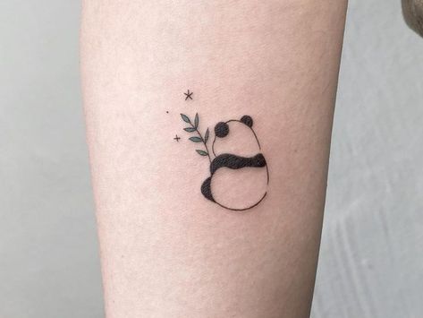 A panda tattoo can be the symbol of many things and it is one of the more meaningful tattoo designs. Little Panda Tattoo, Minimal Symbol Tattoo, Minimal Panda Tattoo, Tiny Panda Tattoo, Panda Minimalist Tattoo, Minimalist Tattoo Animal, Flash Tattoo Designs For Women, Mini Panda Tattoo, Tattoo Designs Minimal