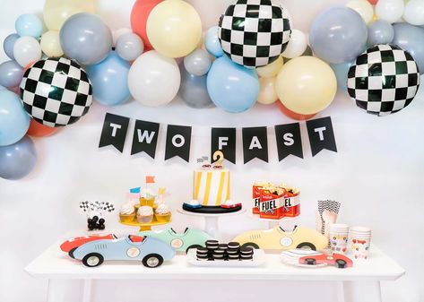 Two Fast Birthday Party, Auto Party, Two Fast Birthday, 2nd Birthday Party For Boys, Vintage Auto's, 2nd Birthday Boys, Race Car Birthday Party, Second Birthday Ideas, Boy Birthday Party Themes