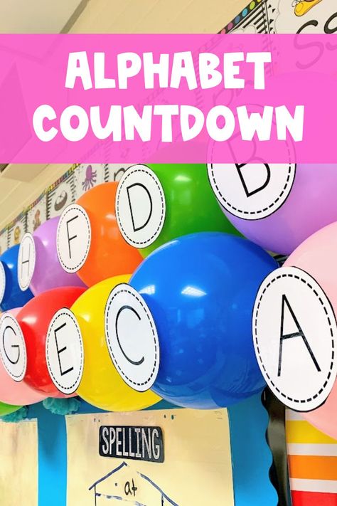 Curious about doing an alphabet countdown for kindergarten this year? This blog post gives you all the details on this fun and engaging yet standards-based alphabet countdown. End Of Year Alphabet Countdown, Alphabet Countdown Kindergarten, Alphabet Parade Kindergarten, Abc Countdown To Summer Kindergarten, Alphabet Countdown To Summer, First Day Of Kindergarten Activities, Activities For October, Alphabet Lesson Plans, Abc Countdown