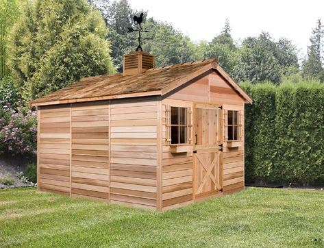 Cedarshed -  Cedarhouse 10-Ft X 10-Ft Cedar Storage Shed CDH1010 - Rona Rooster Weathervane, Farmhouse Sheds, Prefab Guest House, Cedar Shed, Backyard Guest Houses, Build Your Own Shed, Wood Storage Sheds, Studio Shed, Build A Playhouse