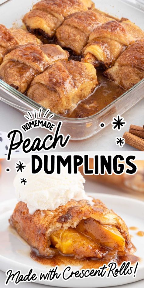 Peachy Peach Dumplings, Easiest Peach Dumplings 12 Tomatoes, The Easiest Peach Dumplings, Peach Dumplings With Canned Peaches, Peach Crossaint, Peaches And Cream Hot Pocket, Crescent Roll Peach Dumplings, Peach Turnovers Crescent Rolls, Easy Peach Dumplings Crescent Rolls