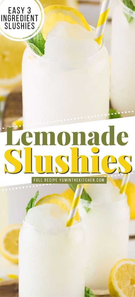 Diy Frozen Lemonade, Homemade Frozen Lemonade, Pink Lemonade Slushie Recipe, Frozen Lemonade Concentrate Recipes, Lemonade Slushy Recipes, Minute Maid Frozen Lemonade Recipe, Lime Slushie Recipe, Lemon Slushie Recipe, Quick Lemonade Recipe