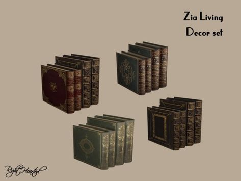 Nicely decorated heavy binding books from the Victorian era.Found in TSR Category 'Sims 4 Clutter' Sims 4 Books, Sims Historical, Ts4 Medieval, Dark Academia Kitchen, Sims Lots, Victorian Gothic Decor, Adventurer's Guild, Sims Medieval, Medieval Decor