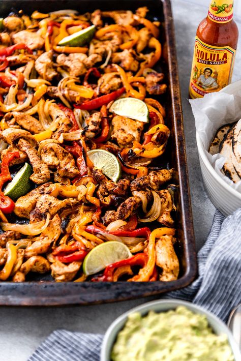 Chicken Fajitas Oven, Oven Fajitas, Sheet Pan Chicken Fajitas, Fajita Seasoning Mix, Chipotle Crema, Baked Chicken Fajitas, Sheet Pan Dinners Chicken, Easy Skillet Meals, Chicken Fajita Recipe