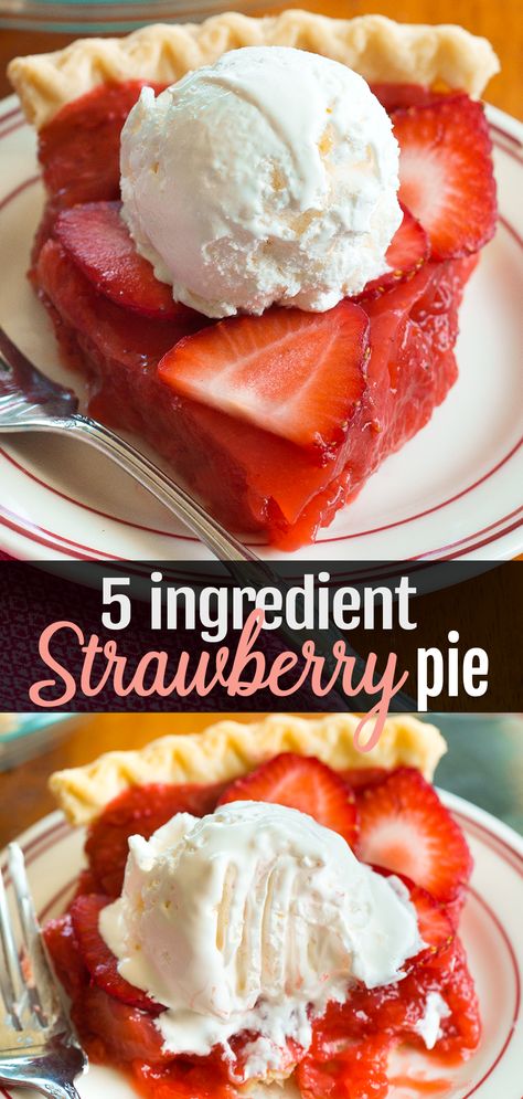 The Best Strawberry Pie Recipe (Easy, Fresh, No Jello) Strawberry Pie Recipe Easy, Cold Pies, Best Strawberry Pie Recipe, Best Strawberry Pie, Homemade Strawberry Pie, Easy Strawberry Dessert, Keto Pies, Summertime Desserts, Ella Vegan