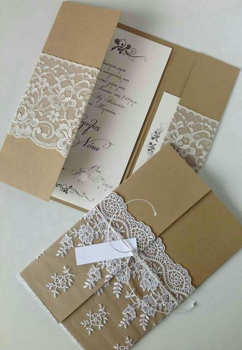 Lace Wedding Invitations Diy, Wedding Cards Handmade, Vintage Wedding Invitations, Handmade Books, Wedding Invitations Diy, Wedding Invitations Rustic, Wedding Stationary, Handmade Wedding, Wedding Invitation Cards