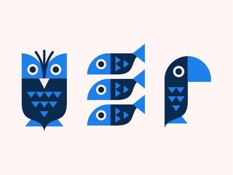 Fish Illustration Design, Parrot Illustration, Parrot Logo, Geometric Fish, Toucan Art, Toco Toucan, Fish Icon, Fish Graphic, Fish Illustration