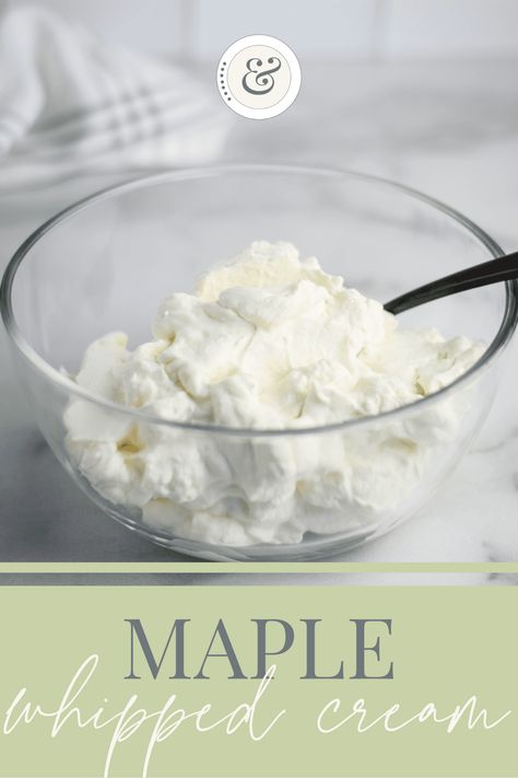 Maple Whipped Cream is a quick dessert recipe that is easy to whip up from only 3 simple ingredients from the pantry. This natural sweetness is perfect for topping homemade pie, on your homemade lattes, hot cocoa, pancakes, waffles, fruit, drinks and more. Maple Whipped Cream Recipe, Cocoa Pancakes, Homemade Lattes, Maple Whipped Cream, Homemade Whipped Cream Recipe, Flavored Whipped Cream, Homestead Recipes, Whipped Cream Recipe, Homestead Blog