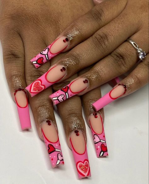 Bad Nails, Fashion Content Creator, Vday Nails, Punk Nails, Long Acrylic Nail Designs, Fashion Content, Cute Acrylic Nail Designs, Dope Nail Designs, French Acrylic Nails