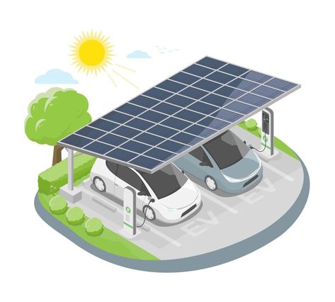 House Isometric, Car Charging Station, Cars Parking, Component Diagram, Car Charging Stations, Solar Wind, Vector Logo Design, Solar Cell, Energy Storage