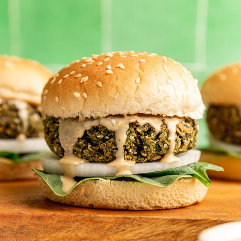 Broccoli Pasta Sauce, Falafel Burger, Falafel Burgers, Sweet Potato Hummus, Vegan Tzatziki, Vegan Protein Sources, Fall Vegan Recipes, Plant Based Dinner, Vital Wheat Gluten