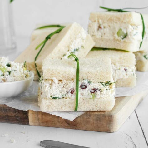 Chicken Salad Tea Sandwiches | Picnic Lifestyle Chicken Salad Tea Sandwiches, Spring Picnic Ideas, Chicken Salad Appetizer, Chopped Salad Dressing, Peony Party, Valentines Tea, Elegant Recipes, Heinz Baked Beans, Picnic Brunch