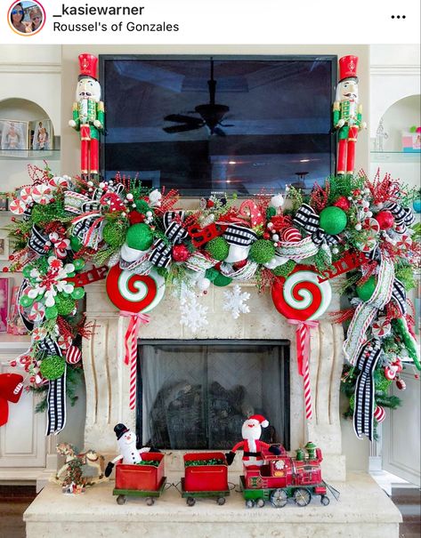 Whimsical Christmas Mantle, Christmas Mantel Decorating Ideas Simple, Christmas Mantles, Mantle Christmas, Christmas Whimsy, Celebration Decorations, Holiday Fireplace, Christmas Mantel Decor, Holiday Finds