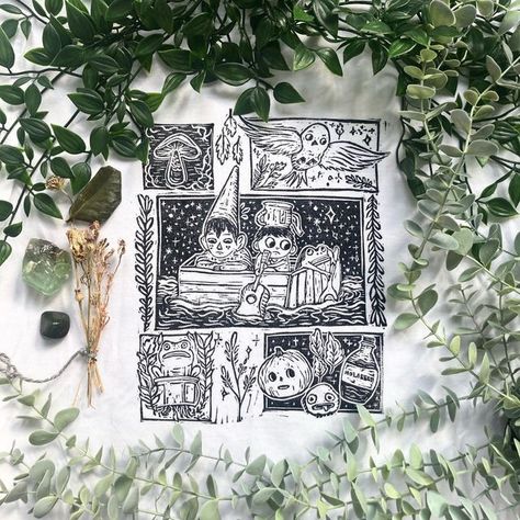 Lino Art, Linocut Art, Into The Unknown, Over The Garden Wall, Magical Art, My Bedroom, Bathroom Art, Stamp Making, Lino Print