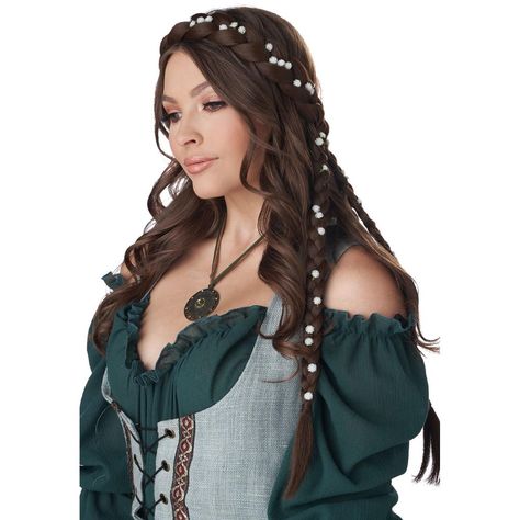 Make your renaissance peasant, princess, or fairy costume stand out with a hairstyle that turns heads. This accessory goes perfectly over a wig or your own hair to create a hairstyle that everyone will envy. With this accessory, your hair can be as beautiful as your costume. Celtic Woman Hairstyle, Midevil Hairstyles, Braids Brunette, Renfaire Costume, Halo Braids, Medieval Hairstyles, Medieval Princess, Halo Braid, California Costumes