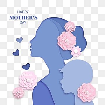 Mothers Day Silhouette, Mothers Day Clipart, Texture Flowers, Blue Clipart, Silhouette Paper, Heart Clipart, Clipart Flowers, Floral Silhouette, Girl With Brown Hair