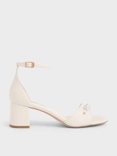 Embellished Block Heel Sandals, Chalk, hi-res Frill Top, Veil Accessories, Kids Belt, Online Shopping Shoes, Frill Tops, Elegant Sophisticated, Faux Leather Heels, Block Heel Sandals, Embellished Sandals