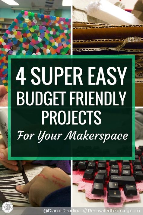 4 Super Easy Budget Friendly Projects for Your Makerspace | Makerspace projects don't have to be crazy expensive. Here's four awesome, budget friendly projects that your students will love. Makerspace Supplies, Project Based Learning Kindergarten, Makerspace Elementary, Makerspace Activities, Makerspace Projects, Makerspace Library, School Library Design, Library Center, Steam Ideas