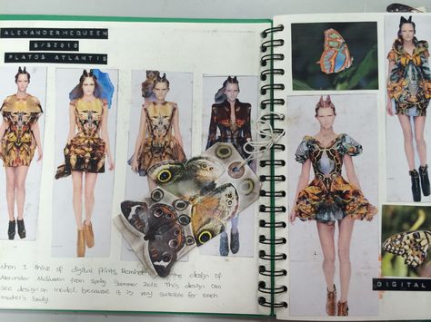 Think in using digital prints for the final garment when we doing the innovation power point. Reming me of the Alexander McQueen collection Plato's Atlantis Spring Summer 2010. I think the collection it is very suitable for each model's body. Alexander Mcqueen Textiles Sketchbook, Alexander Mcqueen Sketchbook, Alexander Mcqueen Artist Research Page, Textiles Alevel, Artist Research Page, Exotic Butterflies, Alexander Mcqueen Collection, Textiles Ideas, Textiles Sketchbook