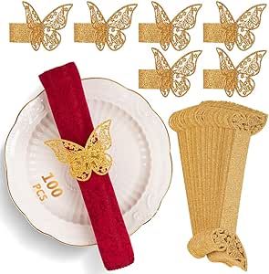 100pcs Napkin Rings 3D Butterfly Shape Frosted Paper Napkin Holder for Birthday Dining Weddings Anniversary Restaurant Party Banquet Table Decor Butterfly Napkin Rings, Paper Napkin Holder, Banquet Table Decorations, Décoration Baby Shower, Paper Napkin Rings, Art Papillon, Laser Cut Paper, Decoration Restaurant, Romantic Table